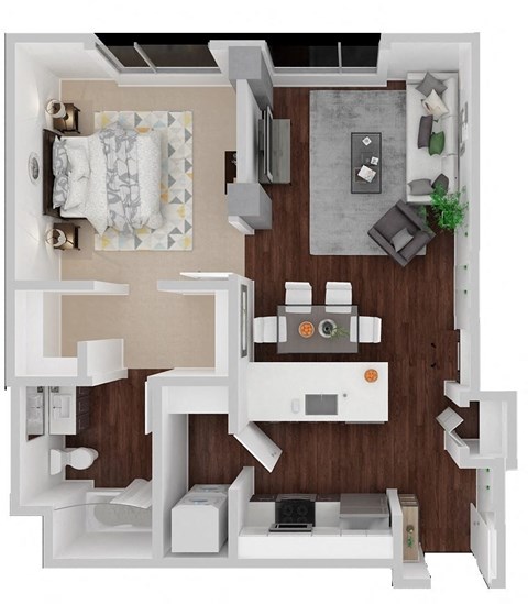 Dolores Alt 1 Bedroom 1 Bath 681 Sq.Ft. Floorplan at Venn Apartments, San Francisco
